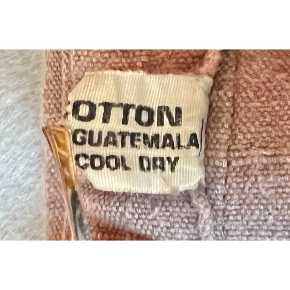 Guatemalan Mens M Shirt Dark Beige Handmade w/ Hand-Woven Accents Button Front - Picture 4 of 6